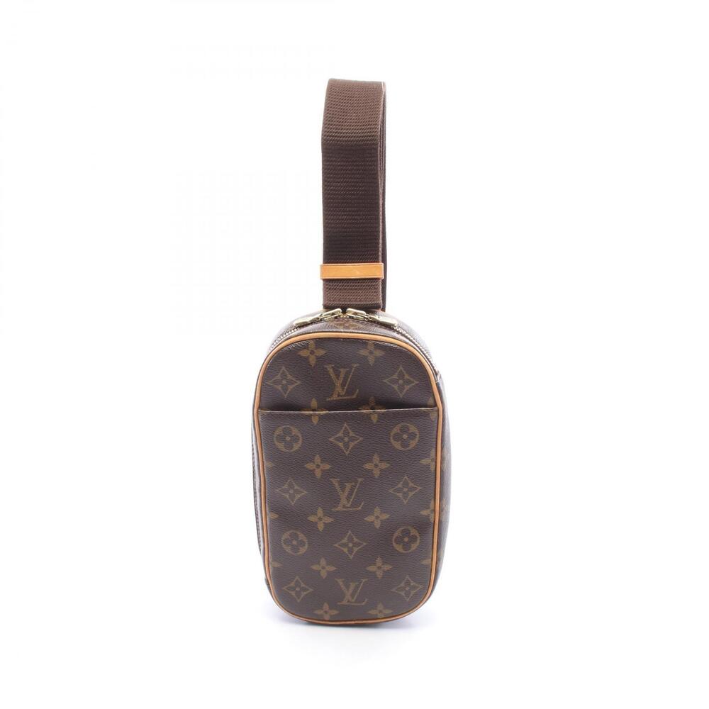 Louis Vuitton Pochette Gange Waist Bag Body Canvas Leather Monogram Brown